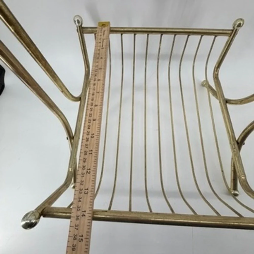 Vintage Mid Century Modern Gold Wire Magazine Rack Brass Tone Record Holder MCM